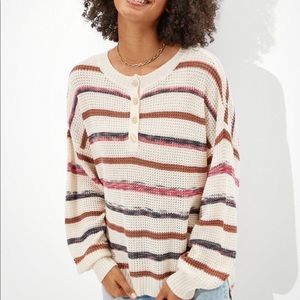 NWT American Eagle Striped Henley Sweater